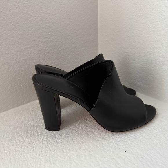 Vince Black Leather Open-Toe Heel Mules - Picture 3 of 5
